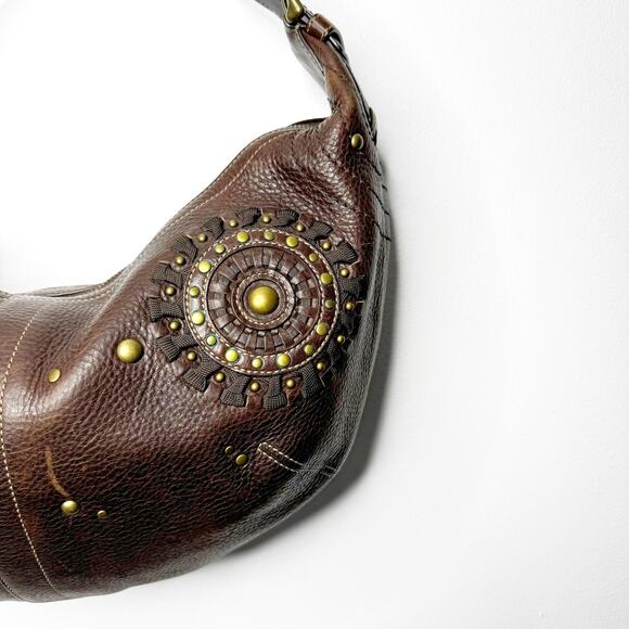 Vintage Coach Mia Brown Leather Hobo Shoulder Bag Style 10062 Studded Rare - Picture 3 of 11